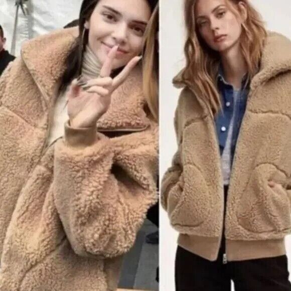 Aritzia Wilfred Free The Teddy Jacket Zip Up Sherpa in Tan Small Oversized - Picture 12 of 12
